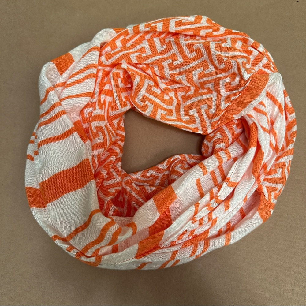 Mud Pie Orange and White Infinity Scarf